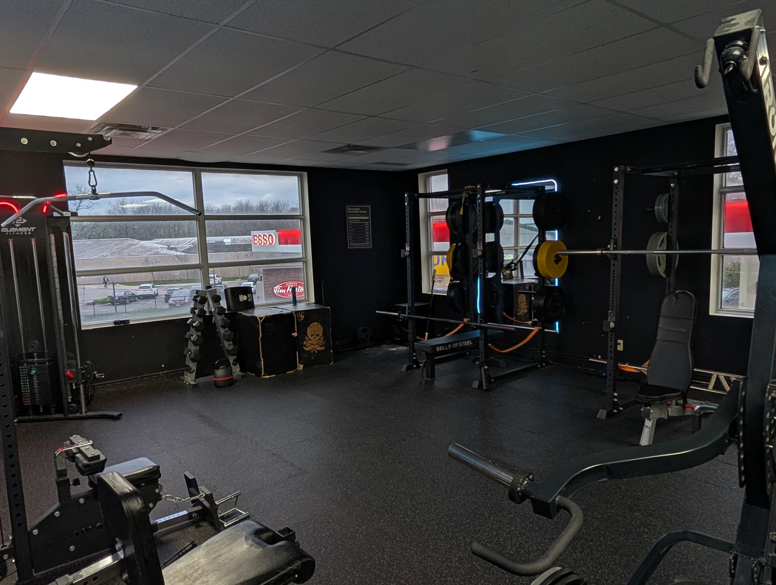 The front training floor at Retraine, a private personal training studio on Kingston Road in Pickering, Ontario.